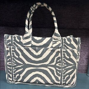 Vince Camuto Black and Cream Zebra Tote